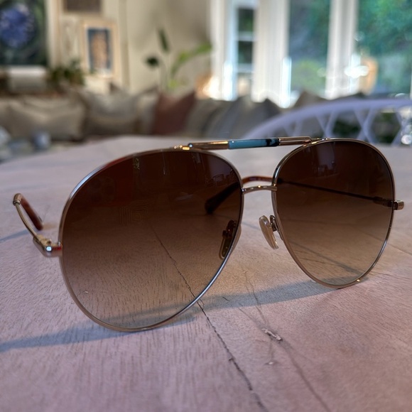 CHLOE CH0113S Aviator Gold Sunglasses with Turquoise Stone NWOT - Picture 8 of 8